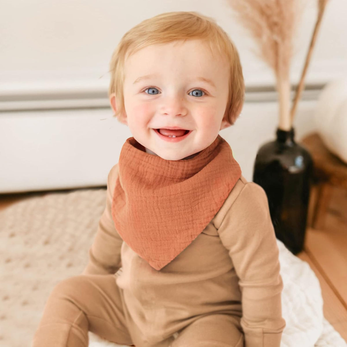 Konssy Muslin Baby Bibs 10 Pack Baby Bandana Drool Bibs 100% Cotton for Unisex Boys and Girls, Soft