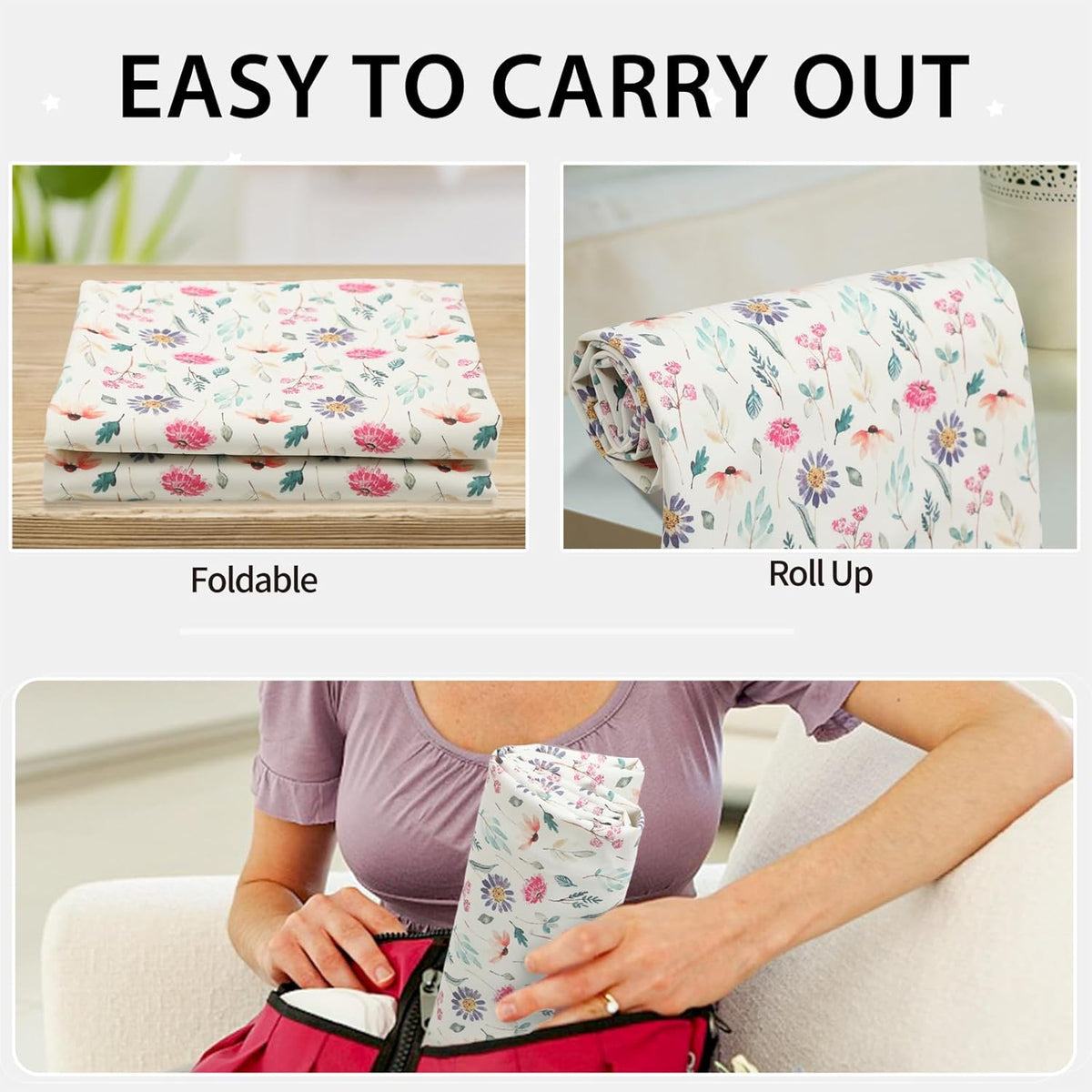 Vegan Leather Baby Changing Mat - Wipeable Portable Changing Pad, Foldable Travel Changing Mat for