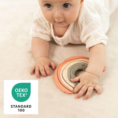 Premium Baby Playmat for Floor 80" x 110" Beige – Cloudsoft Coral Velvet Memory Foam Rug for