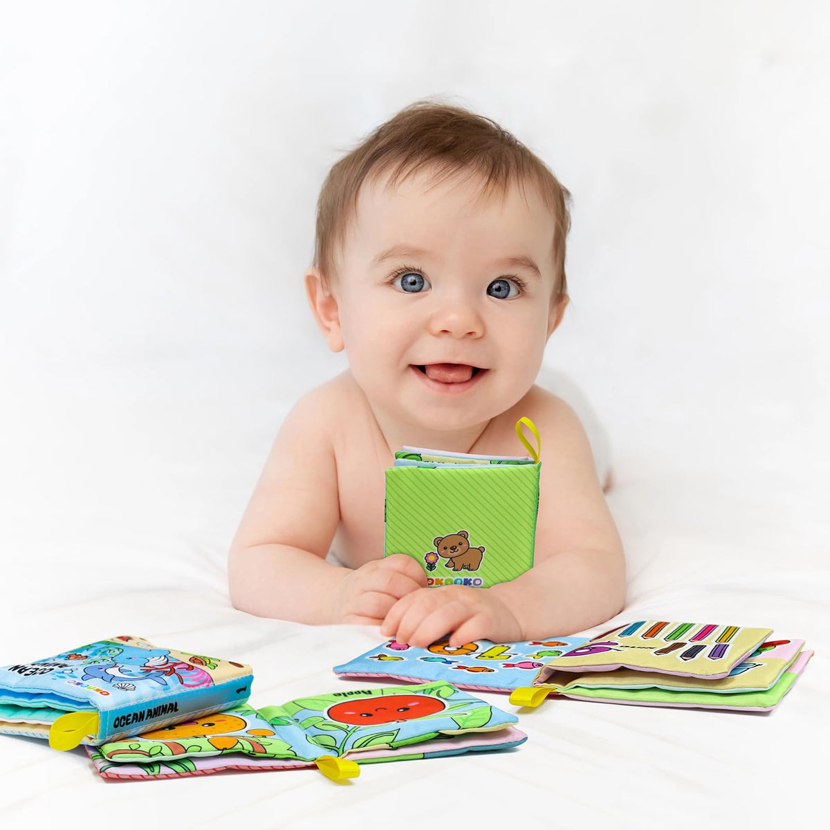 OKOOKO 6 Pack Soft Baby Book, Bath Toy, Soft Cloth Book, Crinkle Book