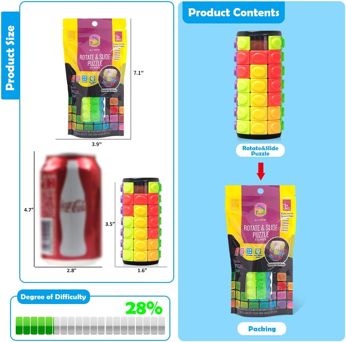 R.Y.TOYS Rotate and Slide Puzzle-Design Patent,Fidget Toys(Restore Order/Create Patterns) 8