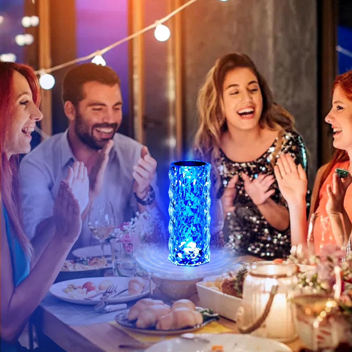 VoMii Crystal Lamp Touch, RGB 16 Colors Changing Night Light, Rechargeable Crystal Table Lamp