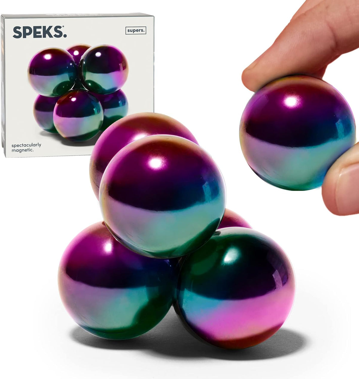 Speks Supers, 33mm Magnets Balls Fidget Toys for Adults, Set of 6, Great Office Desk Decorations