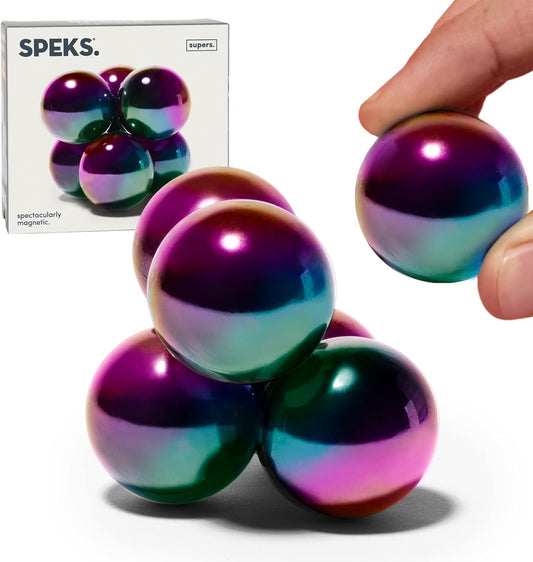 Speks Supers, 33mm Magnets Balls Fidget Toys for Adults, Set of 6, Great Office Desk Decorations