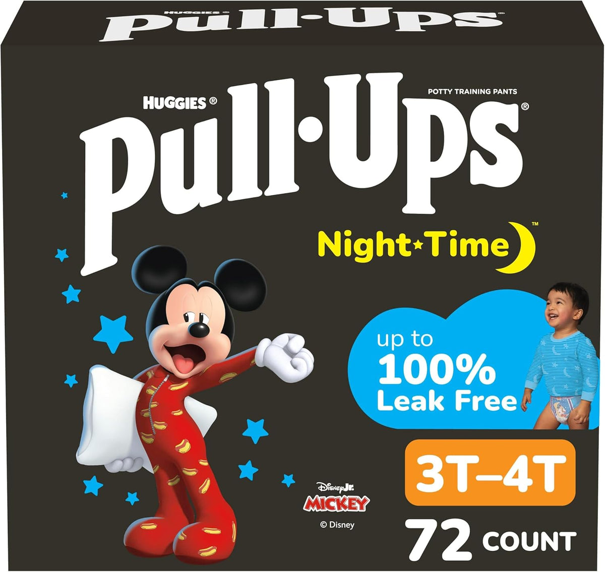 Pull-Ups Boys' Night Time Potty Training Pants, Size 3T-4T Overnight Training Underwear (32-40