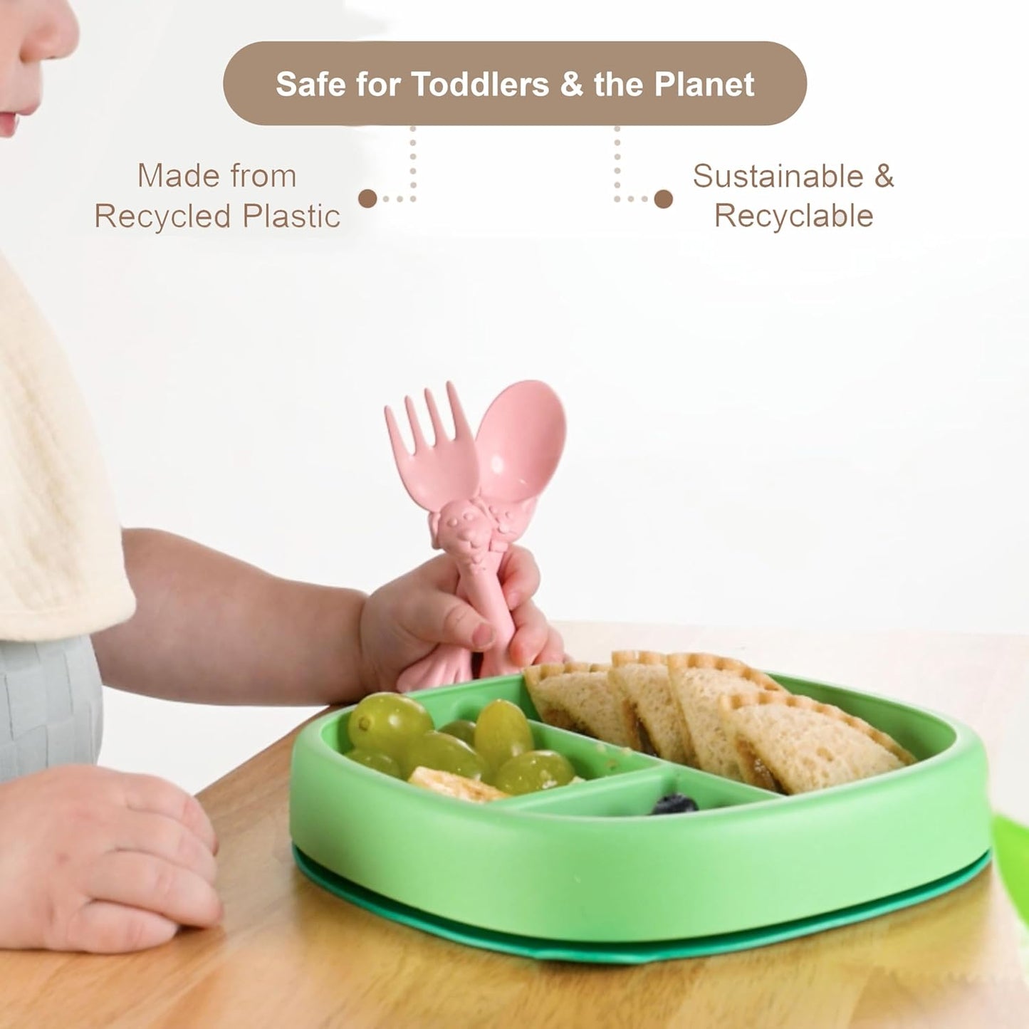Made in USA Spoon la la Toddler Utensils Set (2 Pack) & Board Book - Spoon & Fork for Kids