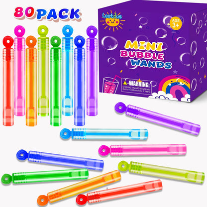 Mini Pocket Bubbles Wands Toys Gifts Prizes Bulk for Kids 80 Pack-Bubbles Party Favors Supplies for