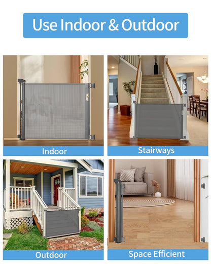Retractable Baby Gate for Stairs – 33” Height, Expands up to 55” Width – Safety Gate for Infants