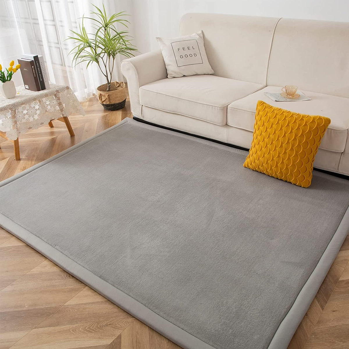 MAXYOYO Baby Play Mat, 1.2" Thick Memory Foam Soft Padded Carpet with Non-Slip Backing, 5x7 ft