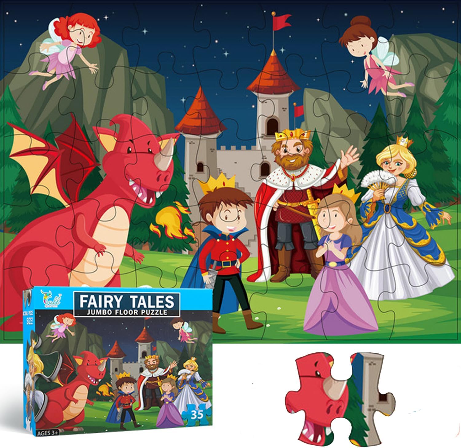 Jumbo Fairy Tales Floor Puzzle for Kids, Large Jigsaw Puzzles 35 Piece for Kids Ages 3-5,Preschool