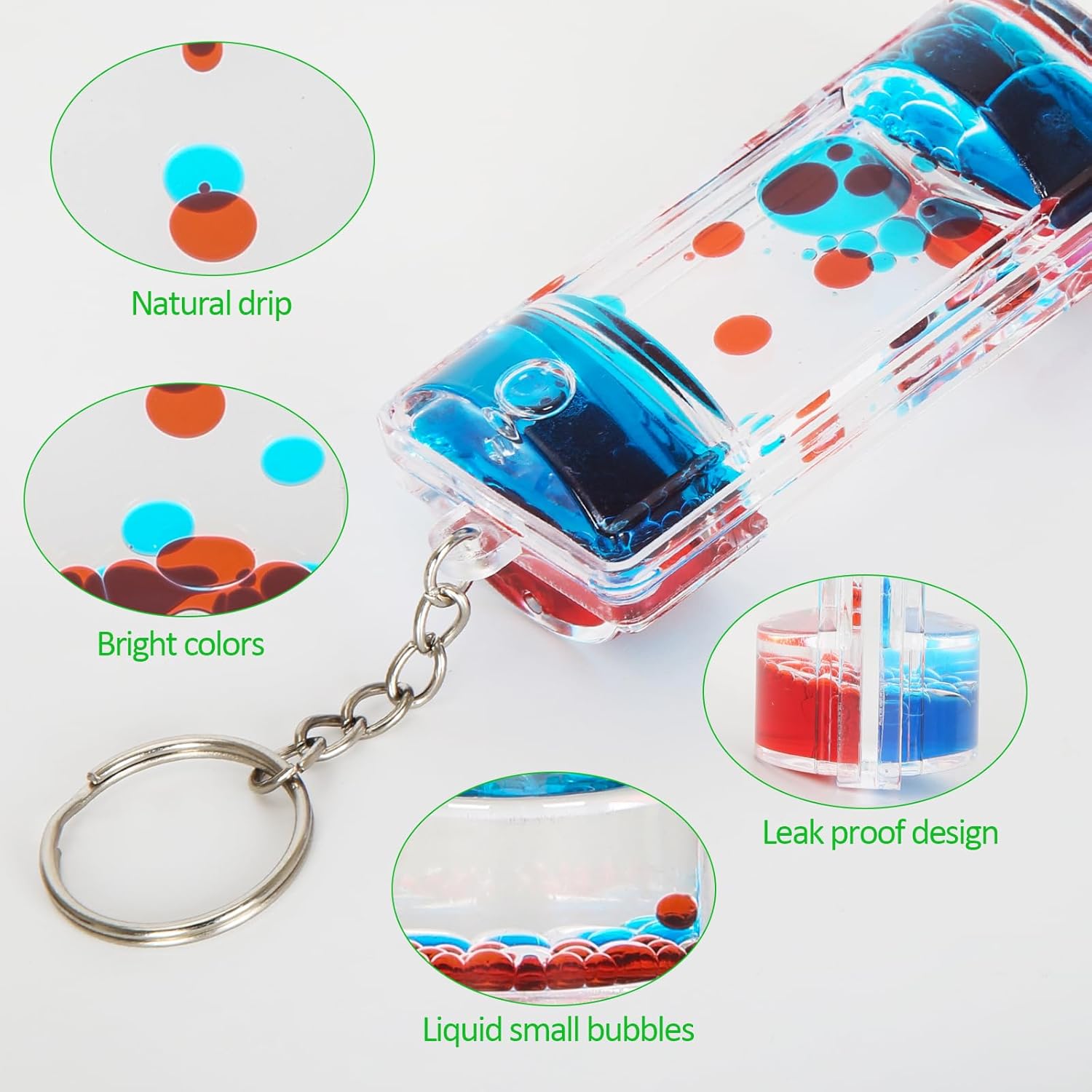 Dynamic Liquid Timers Key Chain Set, Colorful Motion Bubbler Timekeeper Key Chain, Liquid Hourglass