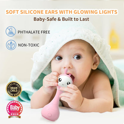 alilo Smarty Bunny Baby Rattle Musical Light Up Toys, Infants Newborns Baby Toys 0-3-6-12-18-24