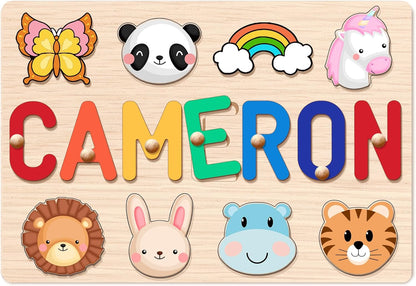 Personalized Name Puzzle for Kids, Personalized Baby Gifts Name Puzzles for Toddlers 1-3 with Pegs