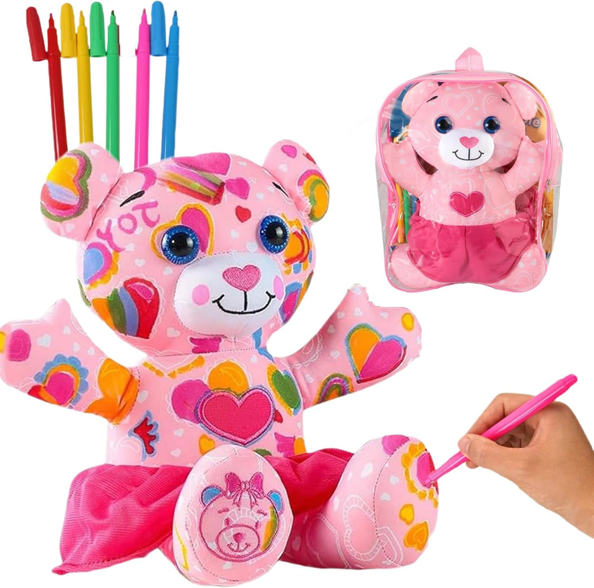 Coloring Plush Toy with 5 Washable Markers for Little Girls Doodle Dolls for Kids Ages 4-6 Birthday