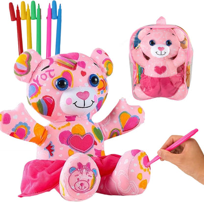 Coloring Plush Toy with 5 Washable Markers for Little Girls Doodle Dolls for Kids Ages 4-6 Birthday