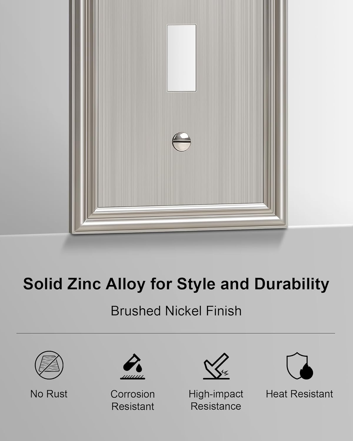 6-Pack Single Toggle Light Switch Cover Plate, Durable Solid Zinc Alloy Decorative Switch Plate