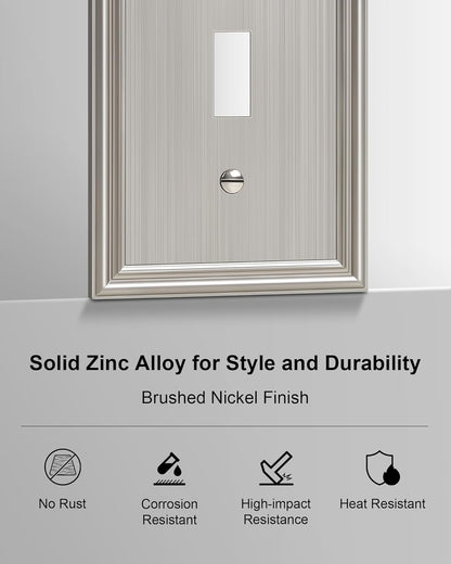 6-Pack Single Toggle Light Switch Cover Plate, Durable Solid Zinc Alloy Decorative Switch Plate