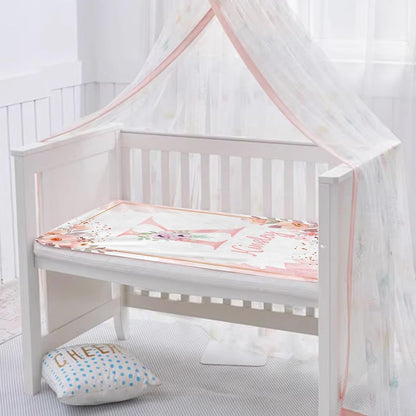 Personalized Baby Blanket with Name, Custom Floral Name Blanket Toddler Girls Soft Flannne