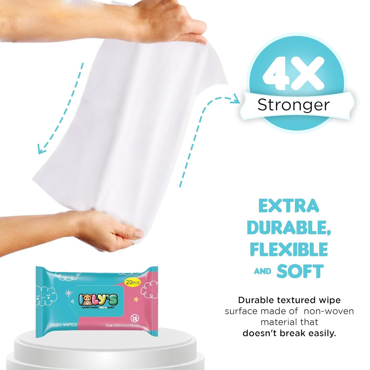 Ioly's Baby Wipes Unscented Wet Wipes 99% Water Based with Aloe Vera Fragrance Free Travel Pack 20