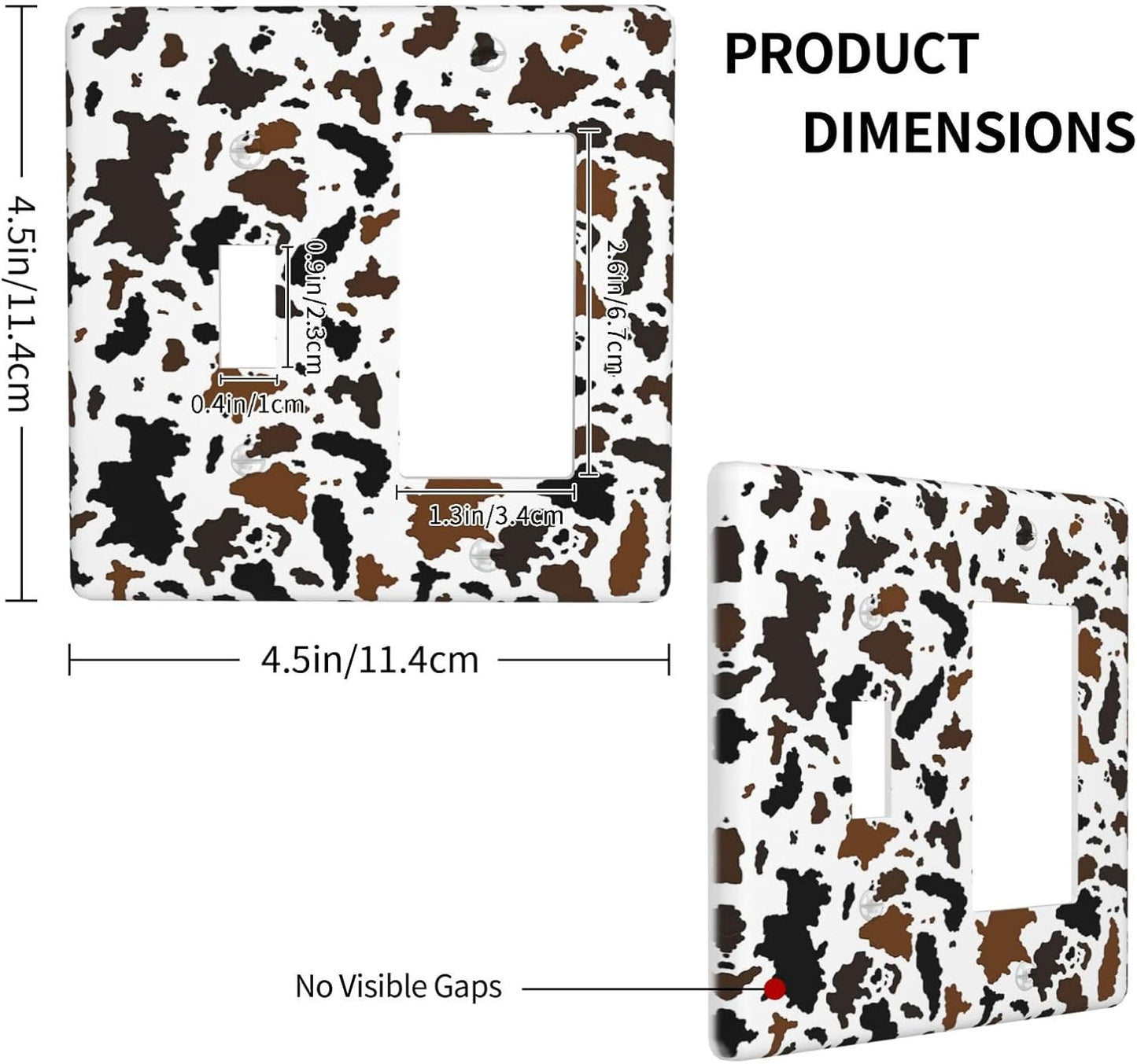 Outlet Covers Rustic Cowhide Highland Cow Milk Cow 1 Toggle 1 Rocker Combination Decorative Wall