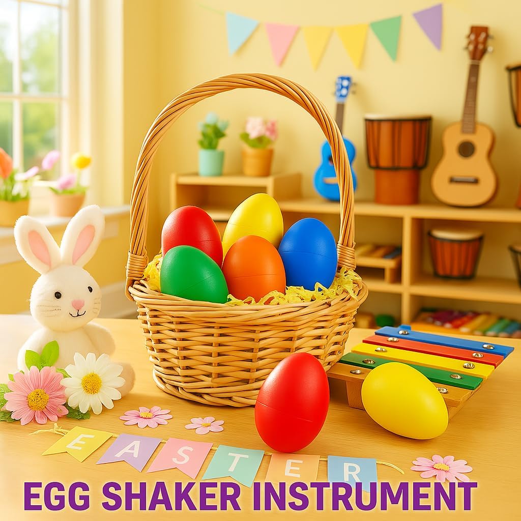 GIFTEXPRESS 50 PCS Easter Egg Shakers for Kids – Colorful Percussion Musical Maracas for Toddlers