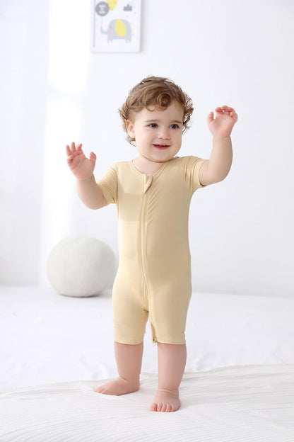 GUISBY Rayon made from bamboo Baby Pajamas Short Sleeve Footless Rompers 2 Way Zipper Sleeper for