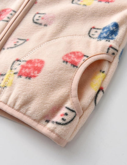 Kids Printed Polar Fleece Jacket Toddler Baby Boys Girls Autumn Winter Warm Sherpa Lining Outerwear