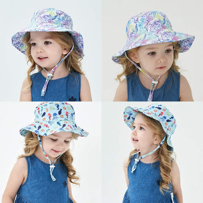 Baby Sun Hat Toddler Beach Swim Hats UPF 50+ Summer Bucket Hat Kids Infant Wide Brim Adjustable Sun