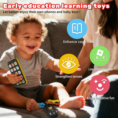 Baby Phone Baby Keys Toys Set, Bilingual Play Phone & Toy Keys for Toddlers