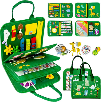 Qizfun Busy Board Book Montessori Toys for 1 2 3 4 Year Old, Boy Girl Birthday Gifts, Educational