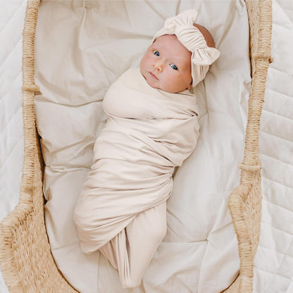 Konssy Baby Girl Newborn Receiving Blanket with Matching Headband and Beanie Set Baby Swaddle