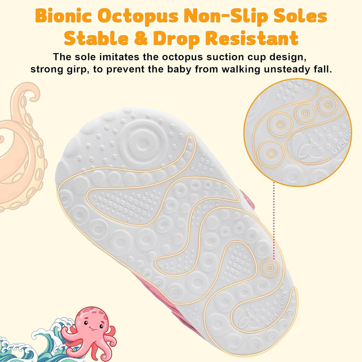 FEETCITY Wide Baby Shoes Boys Girls Baby Barefoot Shoes Breathable Infant Walking Shoe Crib Sock