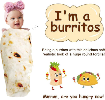 Burrito Tortilla Blanket Baby Stuff Shower White Elephant Gifts for Kids Taco Throw Blankets Wrap