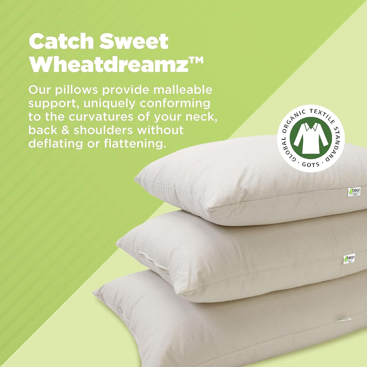 Bean Products Kapok 14" x 20" Japanese Pillow - Breathable, Eco-Friendly and Durable Organic Cotton
