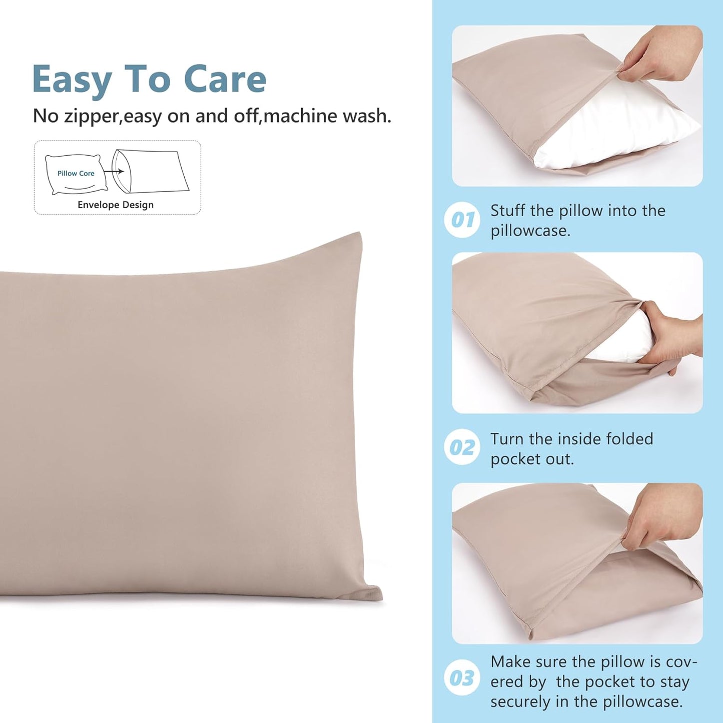 TILLYOU Toddler Pillowcase 2 Pack with Envelope Closure,13" x 18" Silky Soft Microfiber Travel Kids