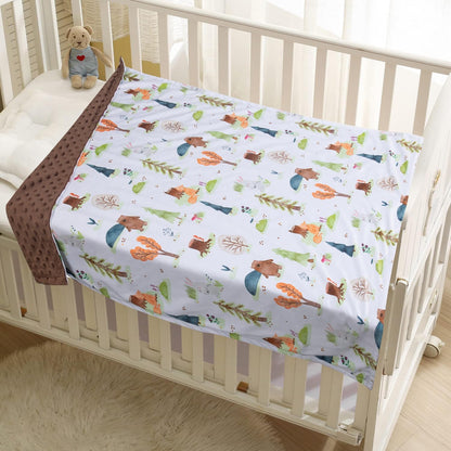 Baby Blanket for Boys Girls Soft Minky with Double Layer Dotted Backing, Primary Forest Printed 30