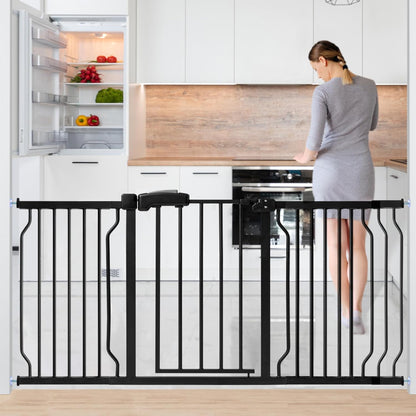 Extra Wide Baby Gate for Stairs Doorways with Door, 30" Tall 57.1-66.5" Wide Easy Install Dog Gate
