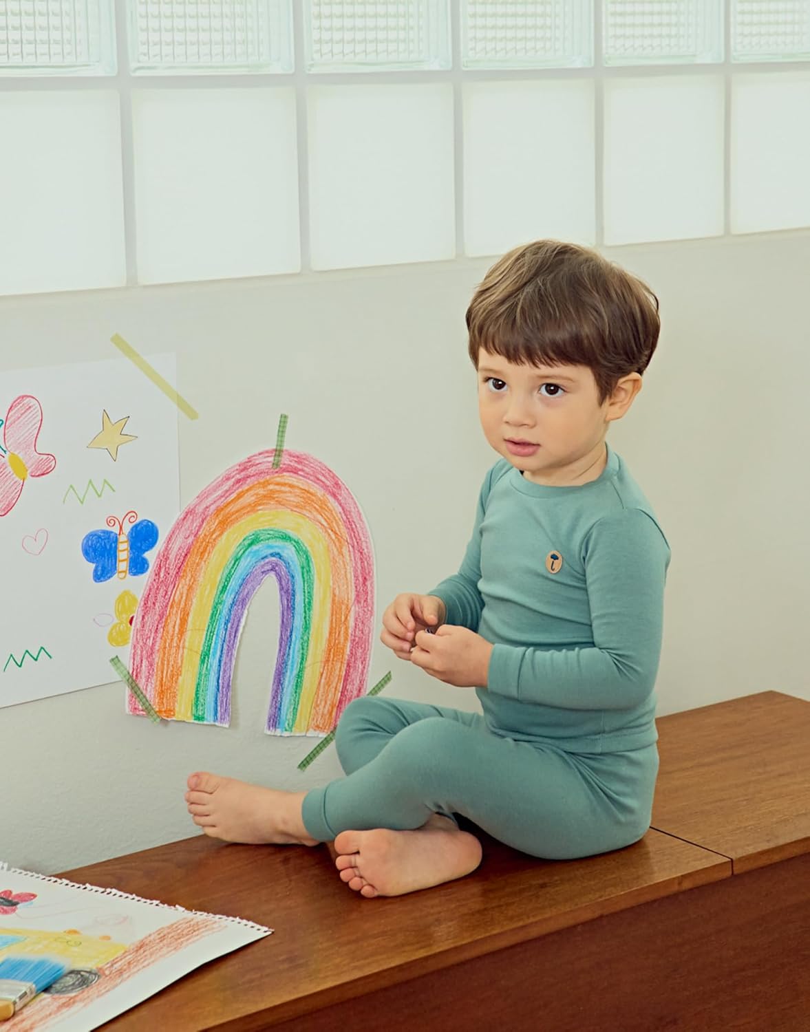 moimoln 6M-8Y Modal Cotton Solid Soft Breathable Baby Toddler Boys Girls Snug fit Pjs Long Sleeve