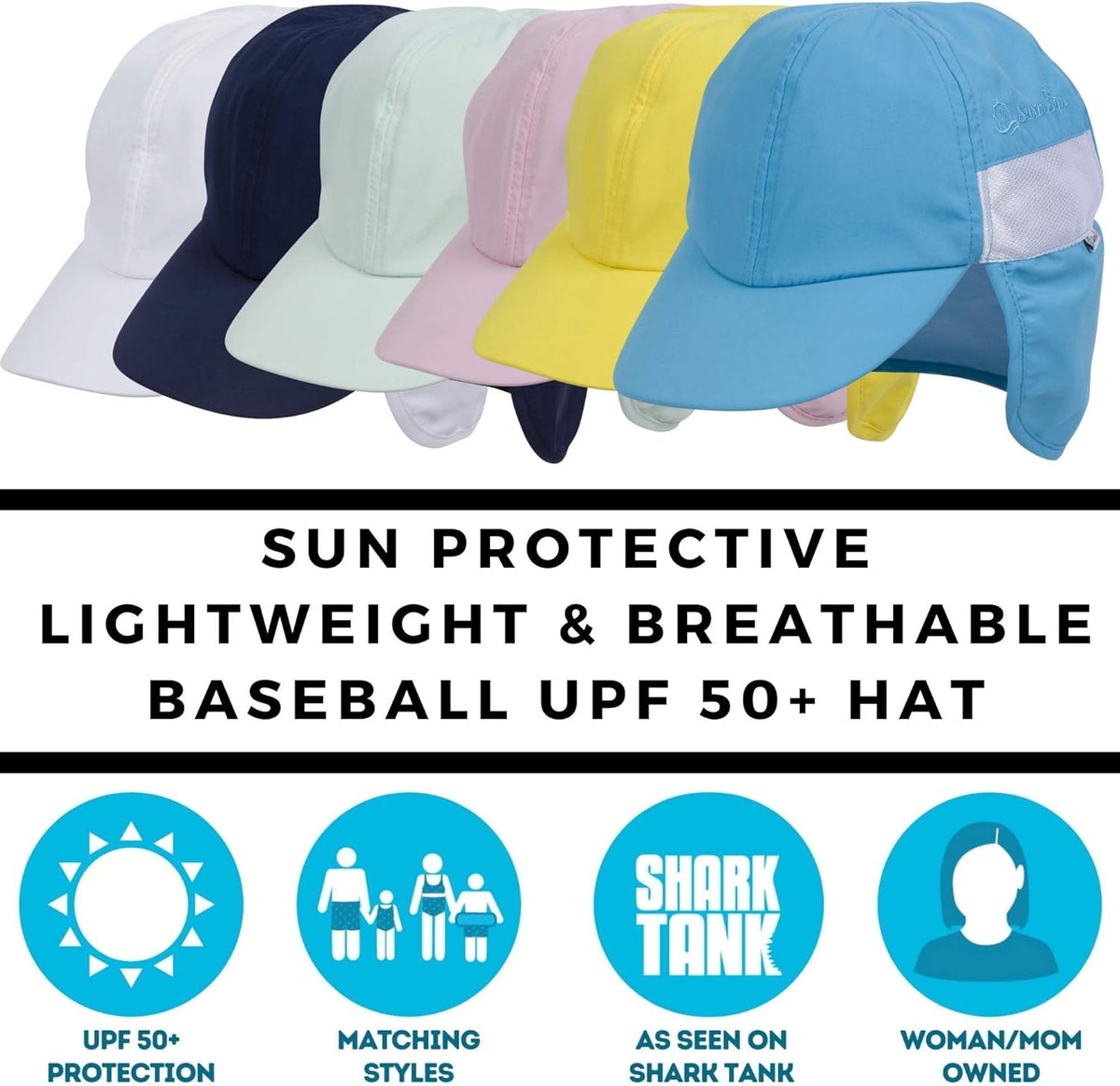 SwimZip Sun Hat with Neck Flap | UPF 50+ Protection for Baby, Toddler, and Kids