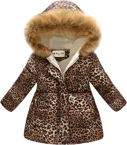 Miss Bei Girl's Winter Coat Jacket Hooded Kids Toddler Flower Print Parka Outwear Warm Cotton