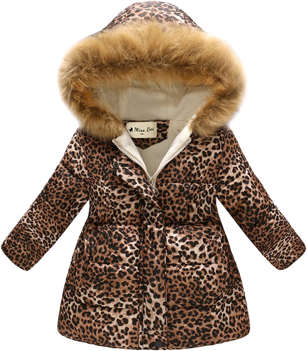 Miss Bei Girl's Winter Coat Jacket Hooded Kids Toddler Flower Print Parka Outwear Warm Cotton