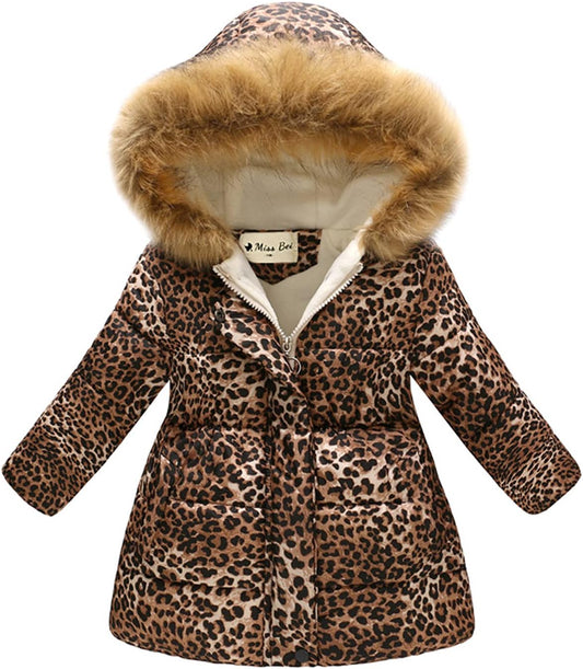 Miss Bei Girl's Winter Coat Jacket Hooded Kids Toddler Flower Print Parka Outwear Warm Cotton