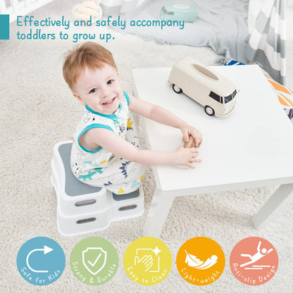 Forbena Toddler Step Stool for Bathroom Sink, 2 Step Stool for Kids Toilet Potty Training, Non-Slip