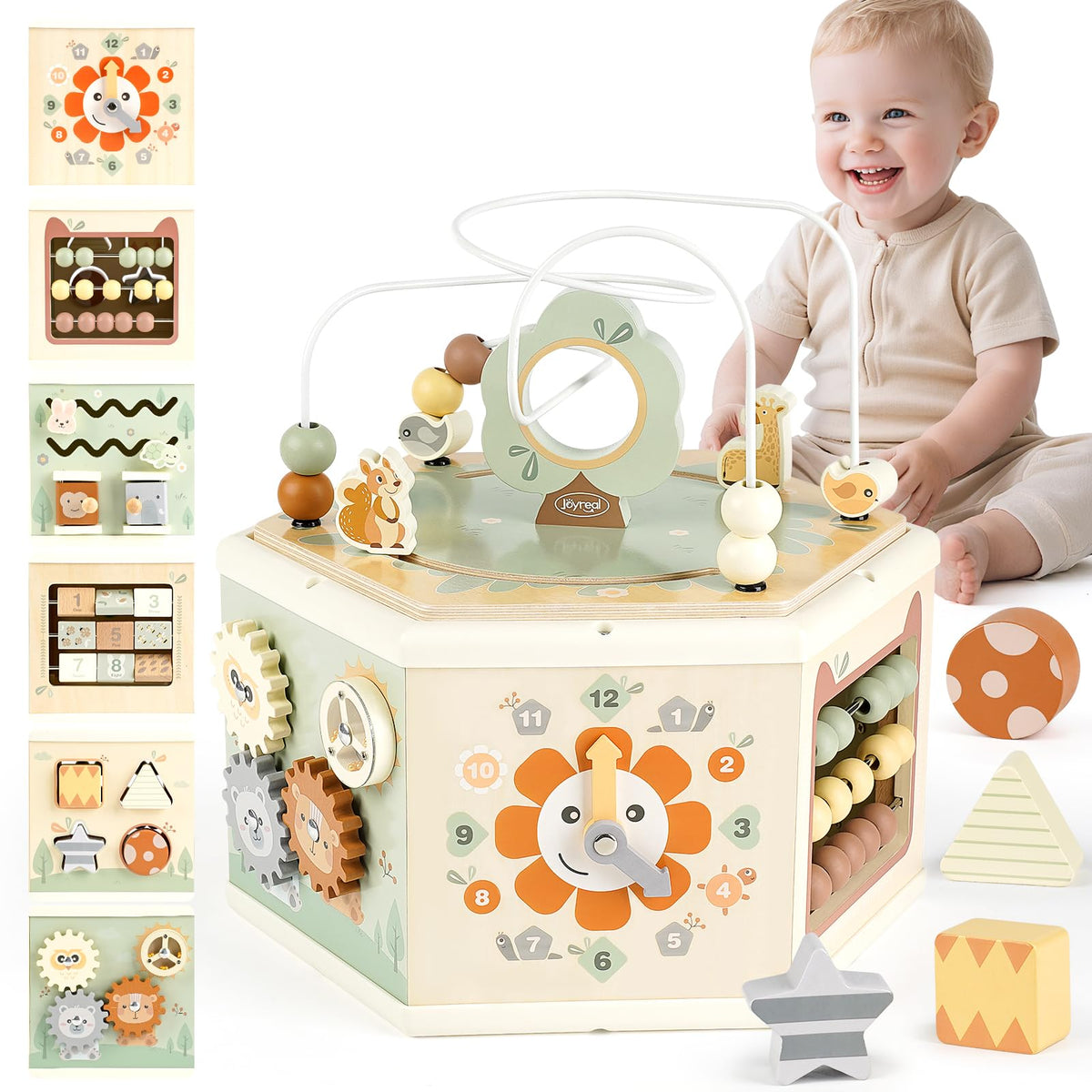 Wooden Activity Cube - 11-in-1 Montessori Toys for 1+ Year Old Boys & Girls