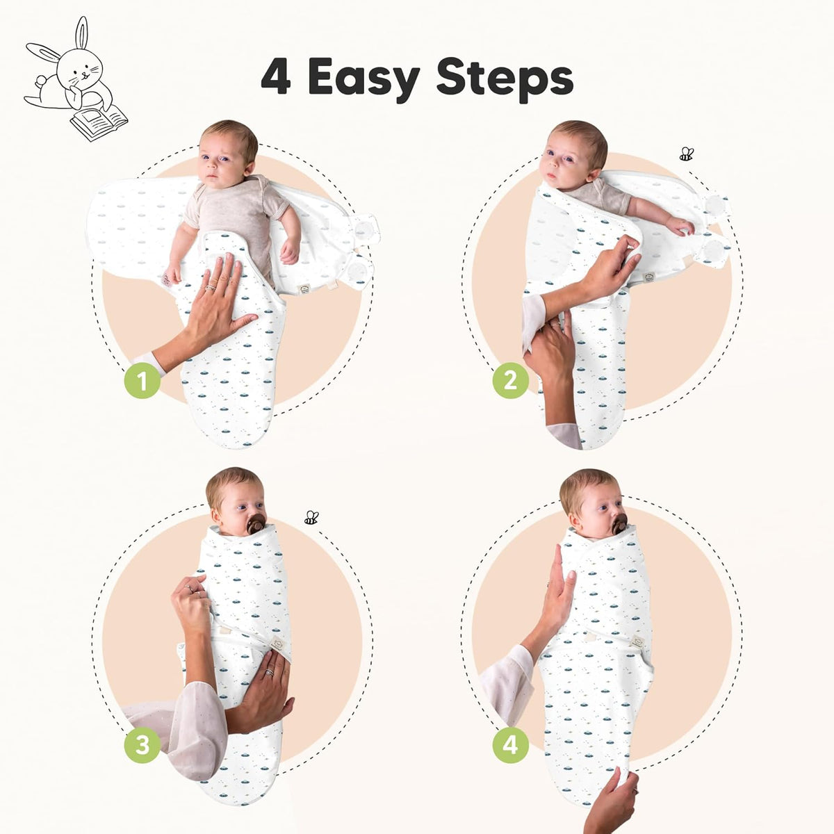 3-Pack Organic Baby Swaddle Sleep Sacks - Swaddles for Newborns, Infant 0-3 Months, Baby Girls