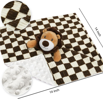 Baby Lovey Blanket for Boys Girls Super Soft Checkerboard Gingham with Minky Dot Fabric Backing
