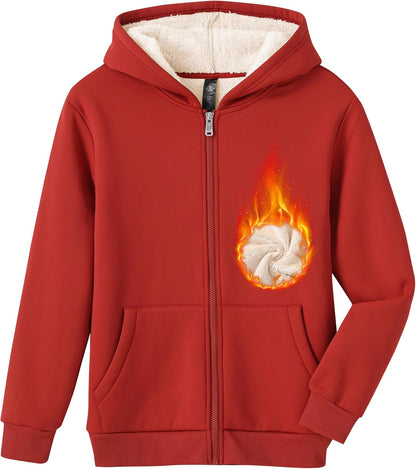 MoFiz Kids Fleece Jackets Sherpa Lined Hoodie Jacket Hooded Zip up Sweatshirt Coats for Boys Girls