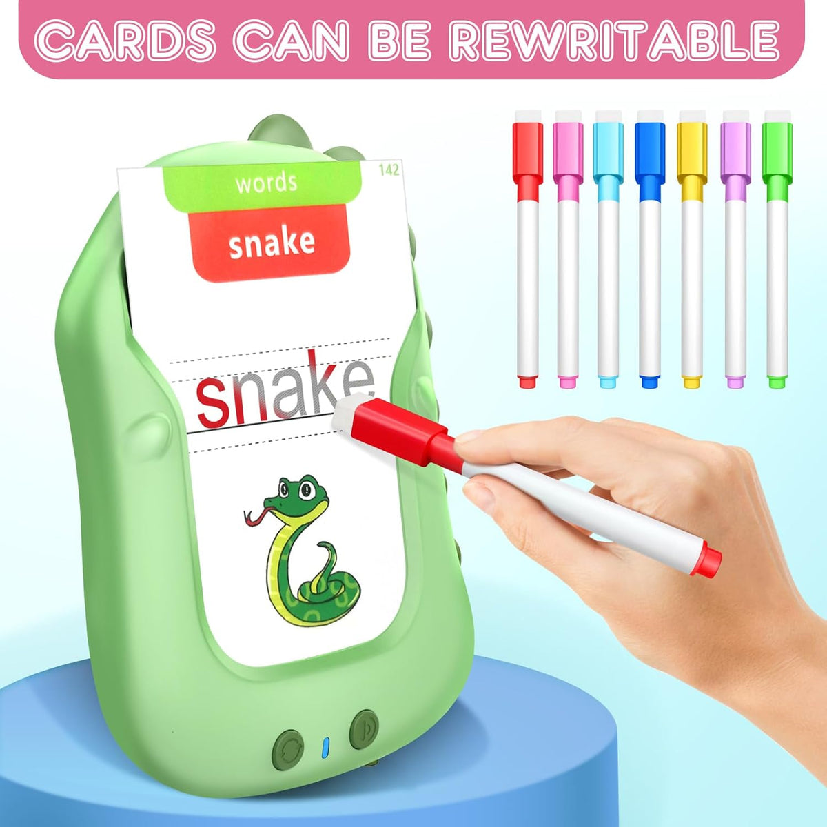 Reusable Writing & Drawing Talking Flash Cards for Toddlers - 168 Phonics Learning Cards with 8