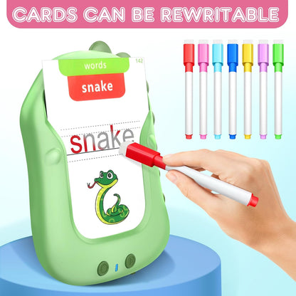 Reusable Writing & Drawing Talking Flash Cards for Toddlers - 168 Phonics Learning Cards with 8