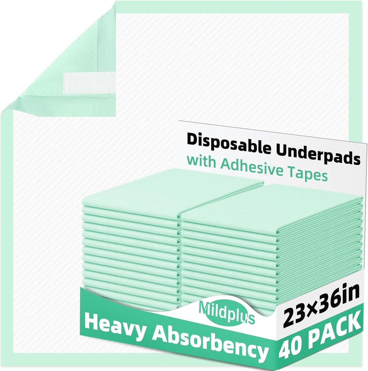 Disposable Underpads with Adhesive Tapes 23'' X 36'' Chucks Pads Heavy Absorbency Incontinence